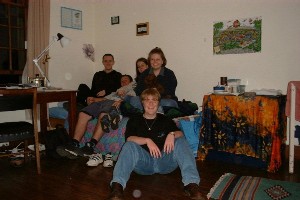 Back Left to Front Right: Me, Bevan, Kim, Caroline, Shelagh in Shelagh's Room